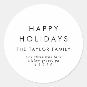 Sticker Rond Chic Happy Holidays Return Adresse Enveloppe