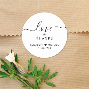 Sticker Rond Chic Love Et Merci Mariage Remerciements