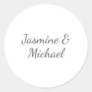 Sticker Rond Chic Lovely Calligraphie Couple Noms Mariage