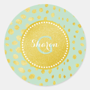 Sticker Rond Chic menthe faux or parties scintillant cheetah im