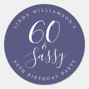 Sticker Rond Chic Moderne 60 Ans Sassy Bleu Marine 60e Annivers