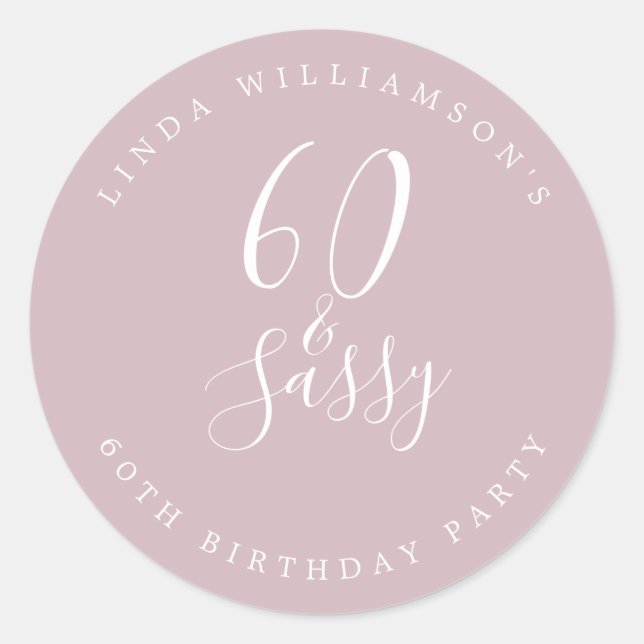 Sticker Rond Chic Moderne 60 Sassy Pastel Purple 60e anniversai (Devant)