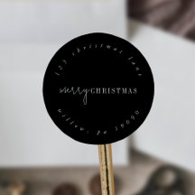Chic moderne | Adresse de retour circulaire noire