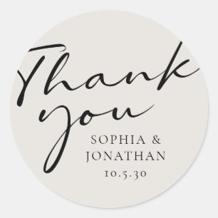 Sticker Rond Chic Moderne Calligraphie Mariage Favoriser Merci