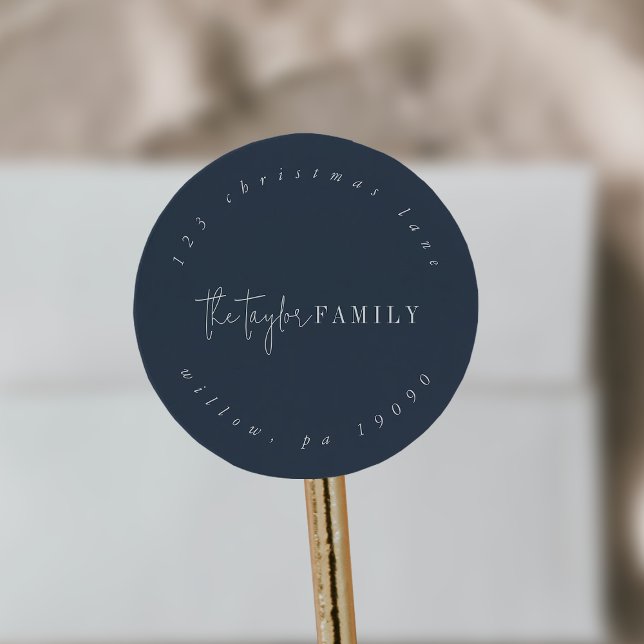 Sticker Rond Chic moderne | Marine Family Circulaire Adresse de (Créateur téléchargé)