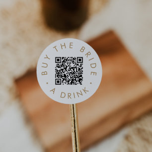 Sticker Rond Chic Or Acheter Un Verre à La Mariée Code QR Circu