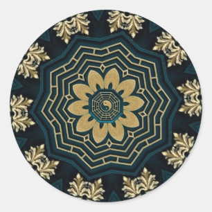Sticker Rond Chic Or & Vert Style Asiatique