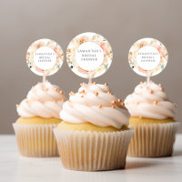 Chic Pêche, Crème et Fleur de Cupcake Topper Flora