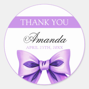 Sticker Rond Chic Purple Bow Coquette Girl Sweet 16 Anniversair