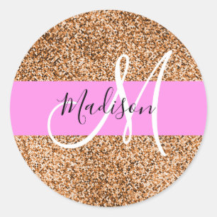 Sticker Rond Chic rose et Citrouille Parties scintillant étince