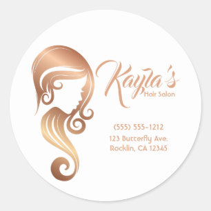 Sticker Rond Chic Rose Gold Beauty Girl Coiffeur & maquillage S