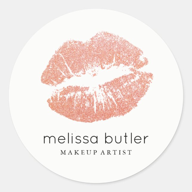 Sticker Rond Chic Rose Gold Lips maquillage (Devant)