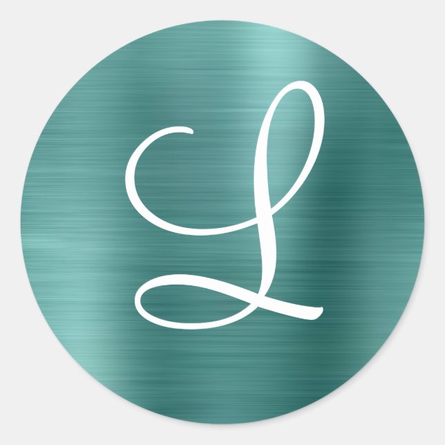 Sticker Rond Chic Rose or brossé métal rose Monogramme (Devant)