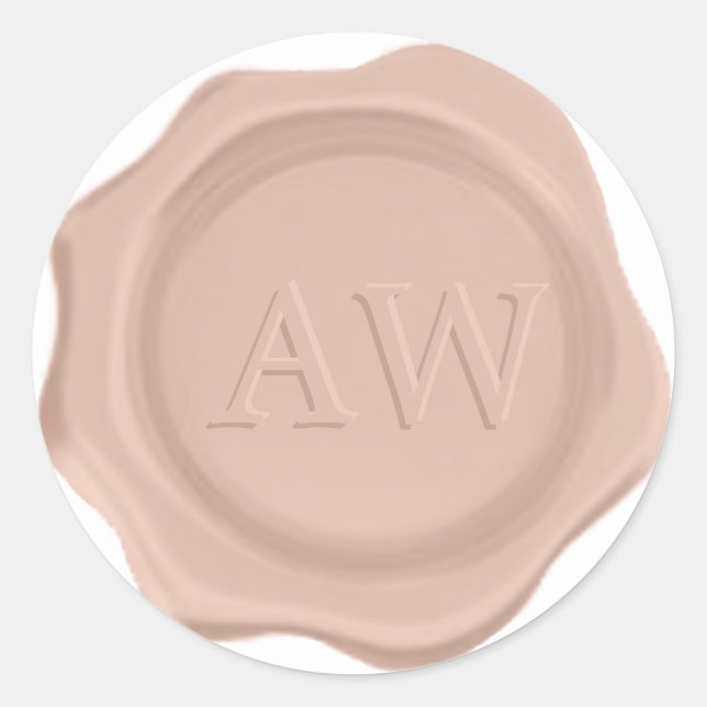 Sticker Rond Chic Rose or Monogramme Mariage sceau de cire (Devant)