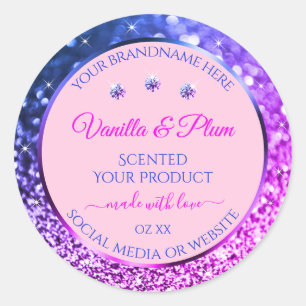 Sticker Rond Chic rose violet bleu ombre Parties scintillant Ét