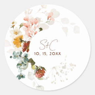Sticker Rond Chic Rustic Boho Fleur sauvage Floral Garden Maria