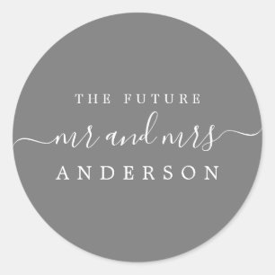 Sticker Rond Chic Script Future M. Mme Dark Grey Mariage