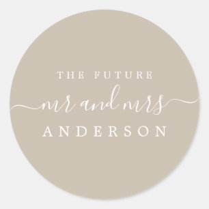 Sticker Rond Chic Script Future M. Mme Gray Mariage