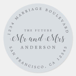 Sticker Rond Chic Script Future M. Mme Mariage Adresse de retou