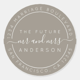 Sticker Rond Chic Script Future M. Mme Mariage Adresse de retou