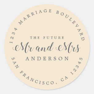Sticker Rond Chic Script Future M. Mme Mariage Adresse de retou