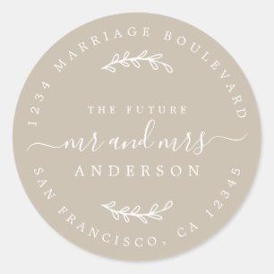 Sticker Rond Chic Script Future M. Mme Mariage Adresse de retou