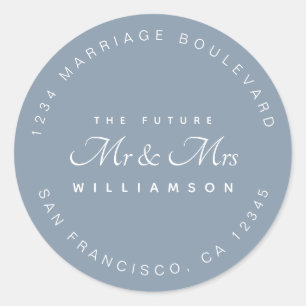 Sticker Rond Chic Script Future M. Mme Mariage Adresse de retou