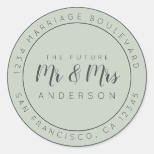 Sticker Rond Chic Script Future M. Mme Mariage Adresse de retou