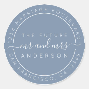 Sticker Rond Chic Script Future M. Mme Mariage Adresse de retou