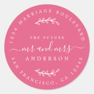 Sticker Rond Chic Script Future M. Mme Mariage Adresse de retou
