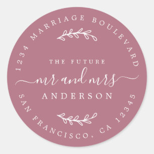 Sticker Rond Chic Script Future M. Mme Mariage Adresse de retou