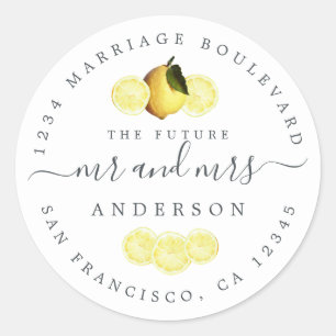 Sticker Rond Chic Script Future M. Mme Mariage Retour Adresse C