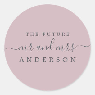 Sticker Rond Chic Script Future M. Mme Pastel Purple Mariage