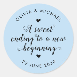 Sticker Rond Chic Sweet Terminer Nouveau Début Mariage Dusty Bl
