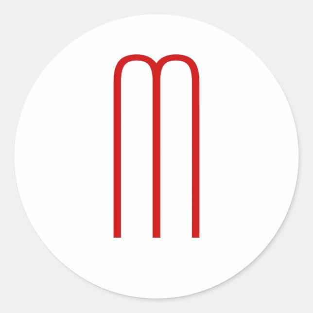 Sticker Rond Chic Unique Monogramme Rouge Blanc Plaine Simple (Devant)