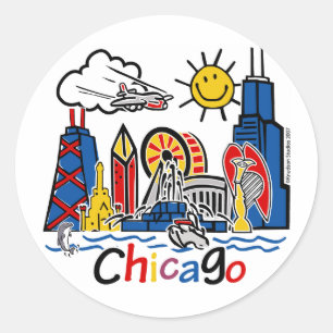 Sticker Rond Chicago badine l'horizon