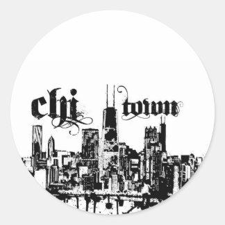 Sticker Rond Chicago "chi-town" mis pour votre ville