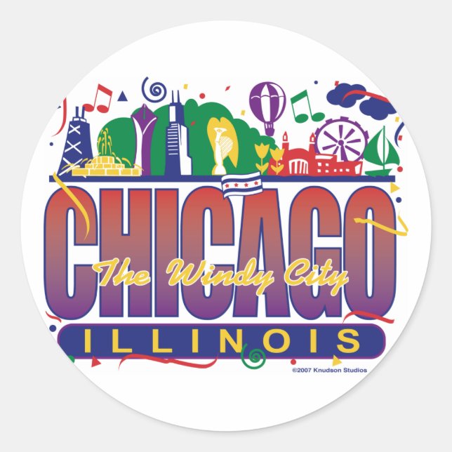 Sticker Rond Chicago-Confetti (Devant)
