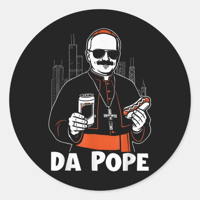 Sticker Rond Chicago Pape Leo Xiv Da Pope Mème Drôle (Devant)