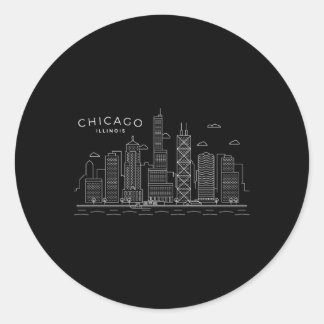 Sticker Rond Chicago Skyline Chicago Illinois