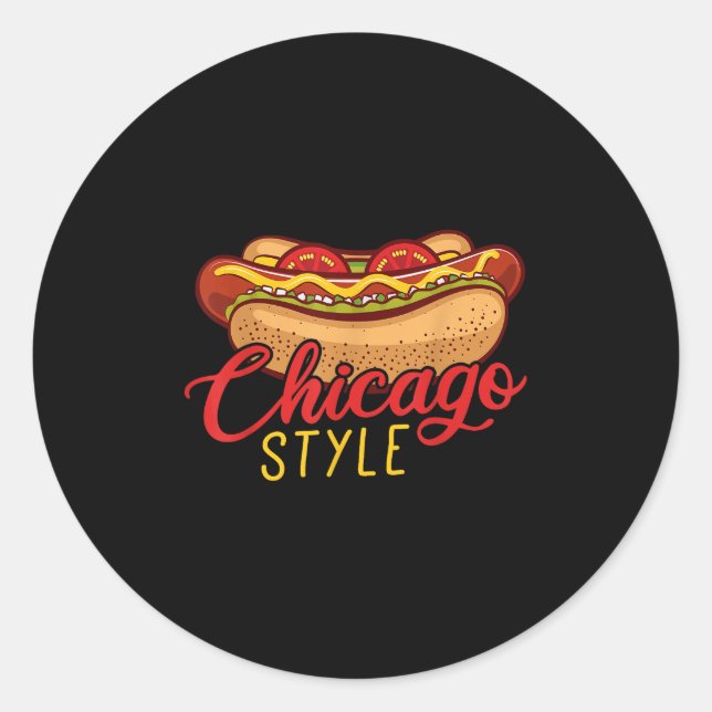 Sticker Rond Chicago Style Best Hot Dog Cadeau Hotdog (Devant)