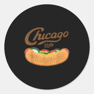 Sticker Rond Chicago Style Hot Dog été