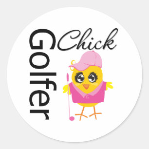 Sticker Rond Chick Golfeur