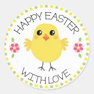 Sticker Rond Chick Pâques mignon