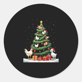 Sticker Rond Chicken Cow Goat Horse Farm Animal Farmer Christma