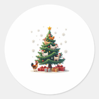 Sticker Rond Chicken Cow Goat Horse Farm Animal Farmer Christma
