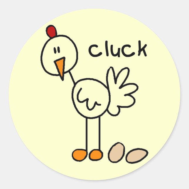 Sticker Rond Chicken dit Cluck Tshirts et cadeaux (Devant)