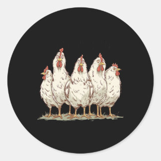 Sticker Rond Chicken Mom Illustration Calm Farmyard Humor Style