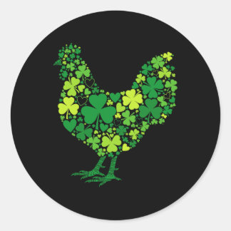Sticker Rond Chicken Mom St Patricks Day Irish Farmer Shamrock 