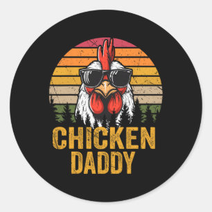 Sticker Rond Chicken Papa Rooster Vintage Pour Papa Farmer Fath